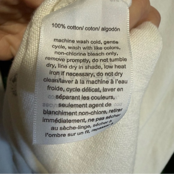Tommy Hilfiger Ivory and Gray Polka Dot V-Neck Long Sleeve Top Classic Cotton M - Picture 5 of 6